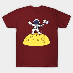 Astronaut Holding Flag On Moon T-Shirt